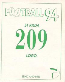 1994 Select AFL Stickers #209 St. Kilda Saints Back